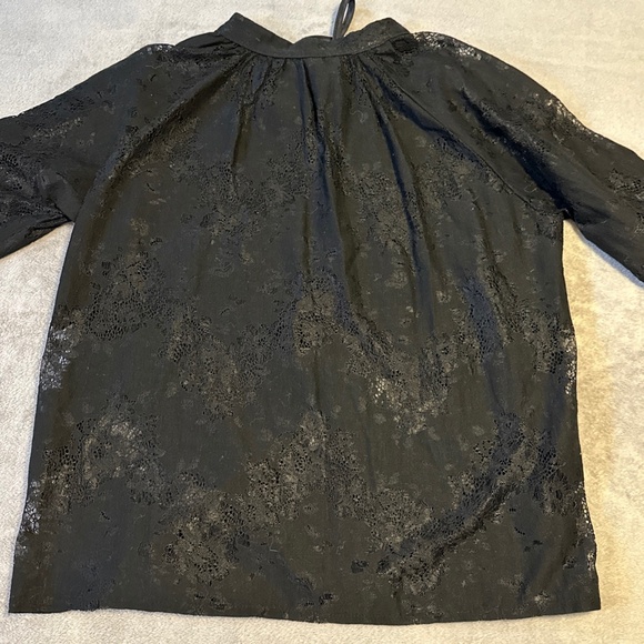 Black Floral Lace Blouse Women's Large Whimsigoth Fairy Goth Romantic Grunge - Picture 8 of 9